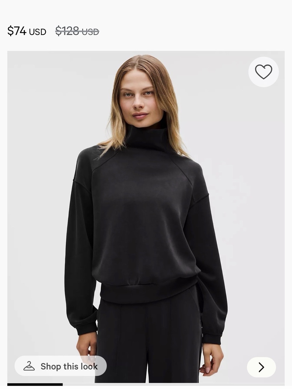lululemon athletica Black Funnel-Neck Sweatshirt